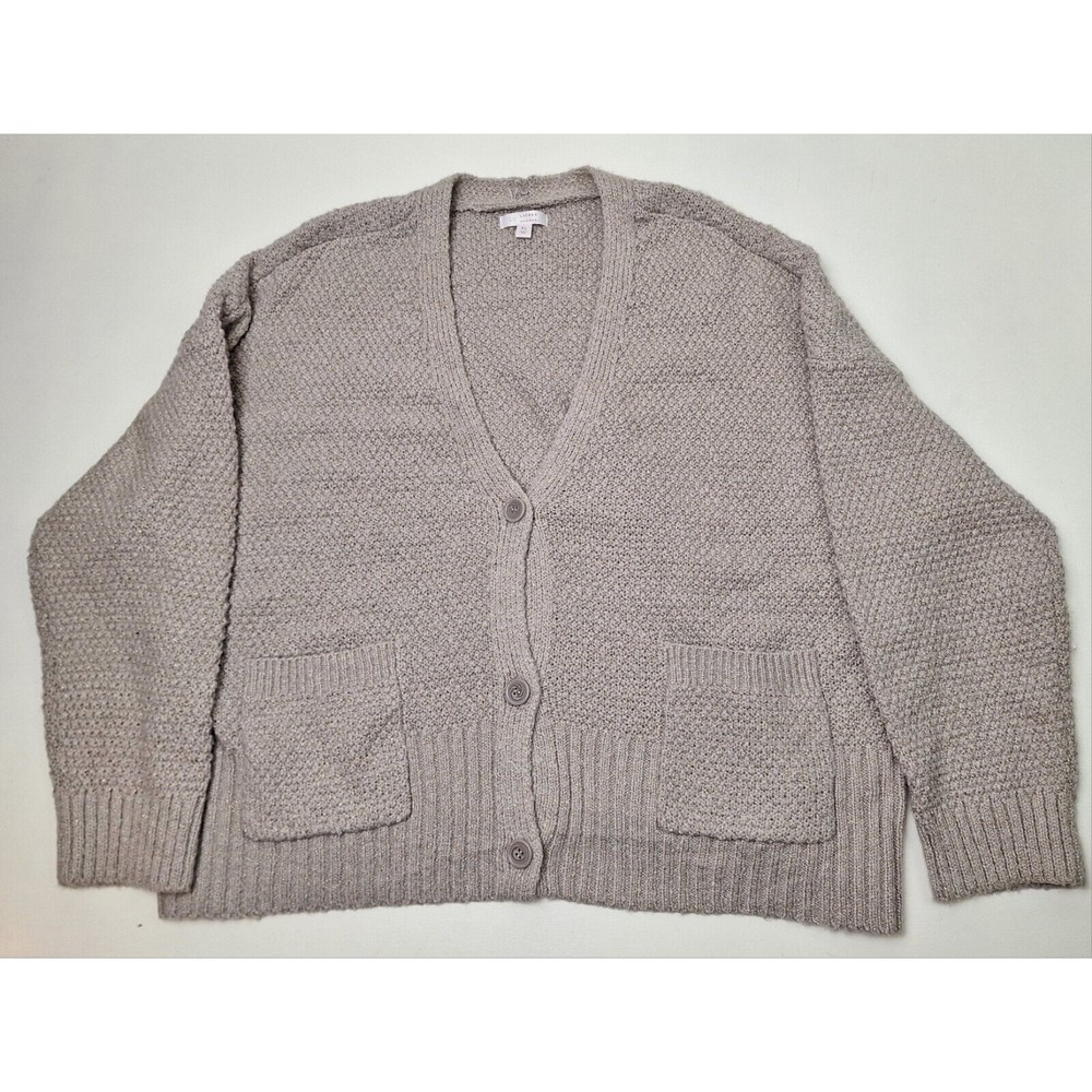 NWT! Lauren Conrad V-Neck Knit Cardigan Beige Button Up Long Sleeve-Women's XL